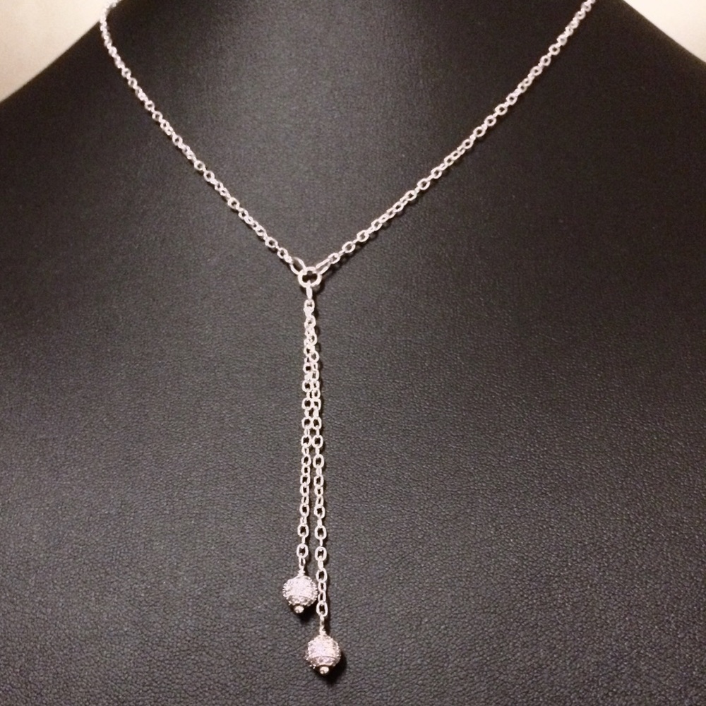 Silver Pave crystal bead choker necklace